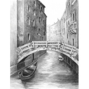 Malování SKICOVACÍMI TUŽKAMI-Benátský most