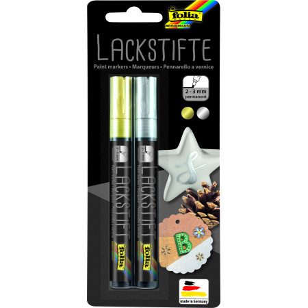 Lakové tužky - 2 ks - barva: zlatá, stříbrná - 2-3 mm
