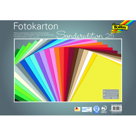 Fotokarton - 300 g/m2 - 25 listů ve 25 barvách - 35 x 50 cm