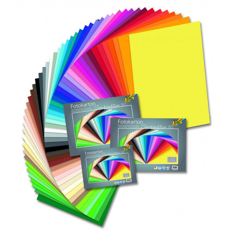 Fotokarton - 300 g/m2 - 50 listů v 50 barvách - 25 x 35 cm