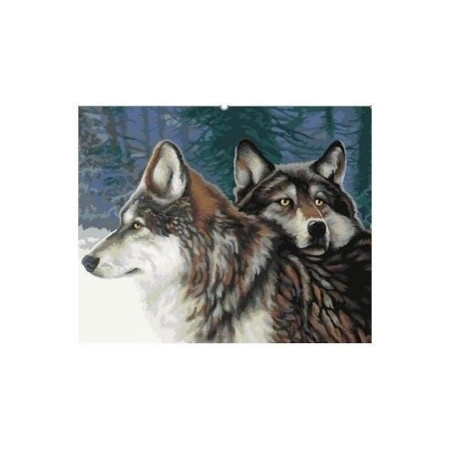 Diamantový obrázek -Vlci v zimě 30x40cm