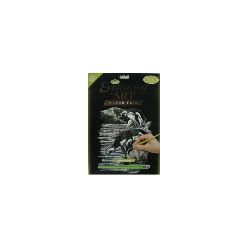 Stříbrný vyškrabovací obrázek - Tučňáci - 25x20cm