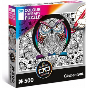 3 D Colour therapy puzzle Sova 500 dílků