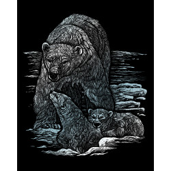 Stříbrný vyškrabovací obrázek - Lední medvědi  25x20cm