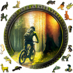 WOODEN CITY Dřevěné puzzle Biker v lese 250 dílků EKO