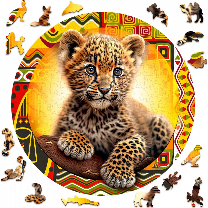 WOODEN CITY Dřevěné puzzle Malý roztomilý leopard 250 dílků EKO