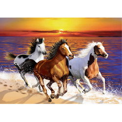 WOODEN CITY Dřevěné puzzle Divocí koně na pláži 2v1, 1010 dílků EKO