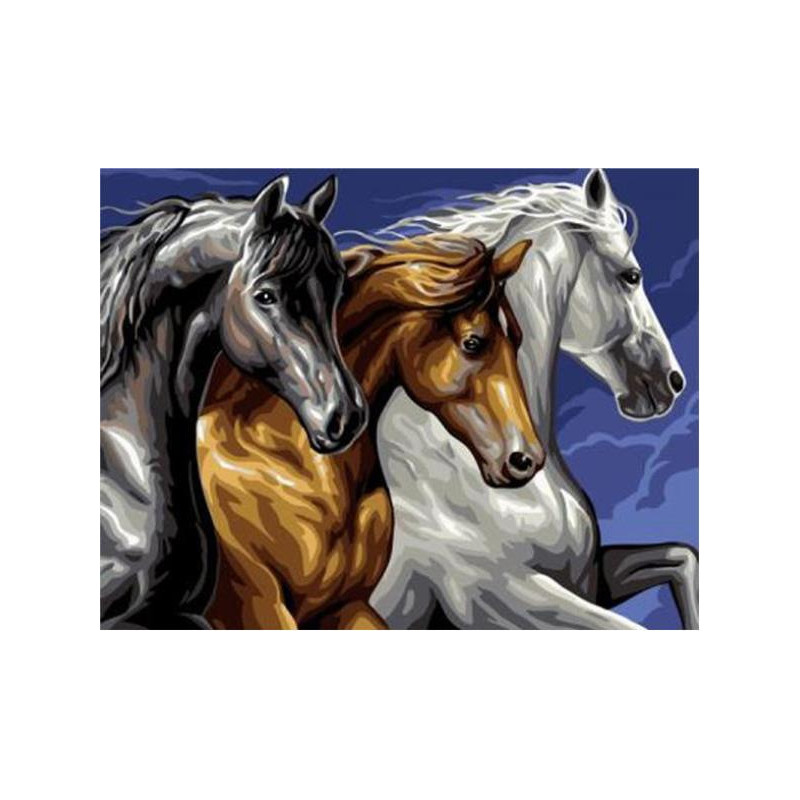 Diamantový obrázek - Tři koně 30x40cm