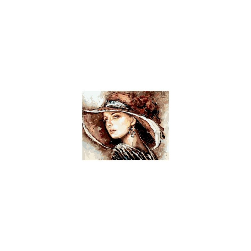 Diamantový obrázek - Dáma v klobouku 30x40cm