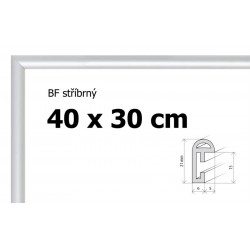 BFHM Plastový rám 40x30cm - stříbrný