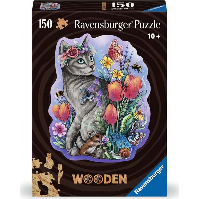 RAVENSBURGER Dřevěné obrysové puzzle Kouzelná kočka 150 dílků