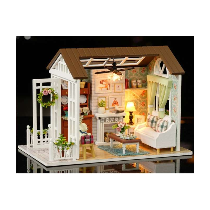 KIK DIY model - Domeček , obývací pokoj  s LED osvětlením