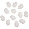 Vajíčka bílá k dozdobení plastová 6 cm,bez šňůrky,12 ks v sáčku