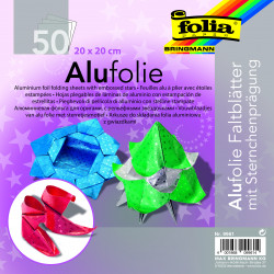 Origami papír 20x20 cm 50 archů z hvězdičkované alufolie v 5 barvách