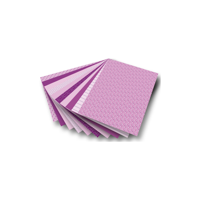 Karton s motivem - Basics růžová- 270 g/m2 - 50 x 70 cm - 10 archů v 10 motivech