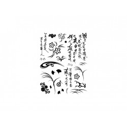 Gelová razítka- Květiny, listy- čínské písmo 14x18cm