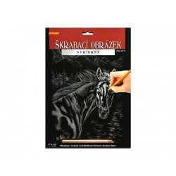 Škrabací obrázek stříbrný 20 x 25 cm- Kůň