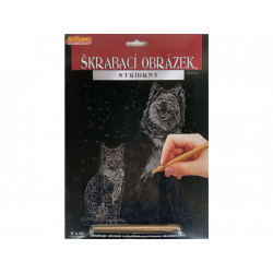 Vyškrabovací obrázek stříbrný 20x25 cm - Pes a kočka