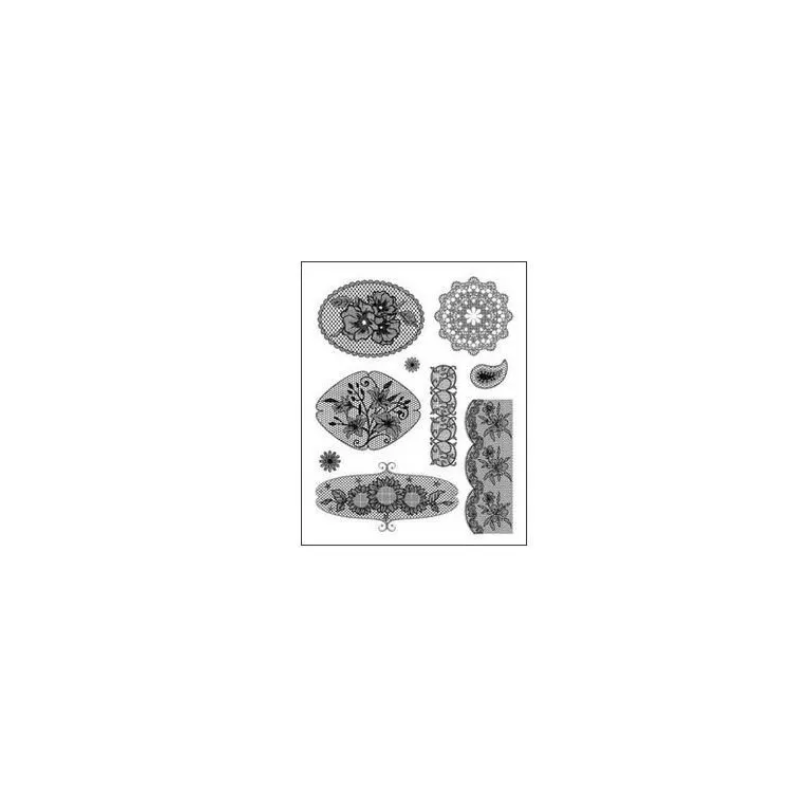 Gelová razítka - Krajky s kytičkami 14x18cm