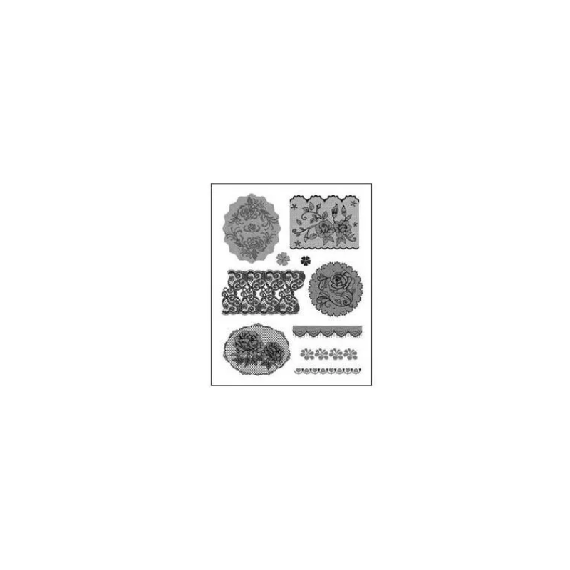 Gelová razítka - Krajky s růžičkami a srdíčky 14x18cm