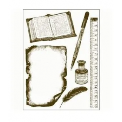 Gelová razítka - Kniha,pravítko,psací pero,... 15x20cm