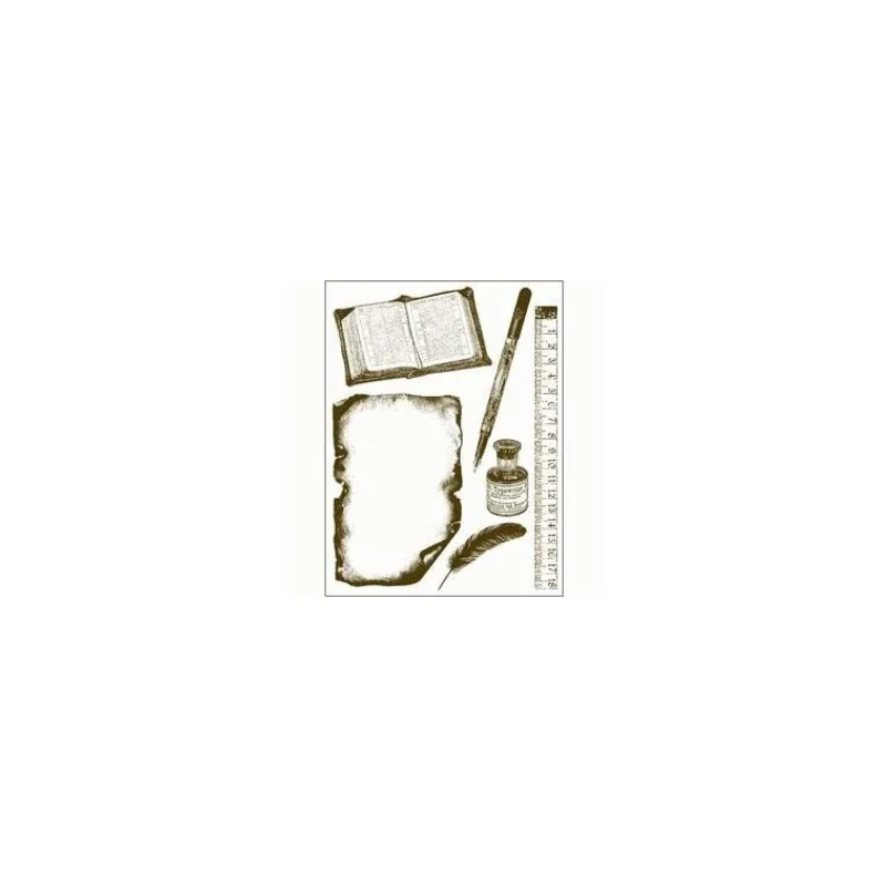 Gelová razítka - Kniha,pravítko,psací pero,... 15x20cm
