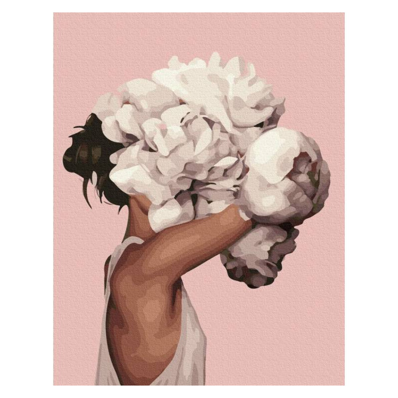 Diamantový obrázek - Žena s bílými květy na hlavě 30x40 cm
