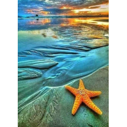 Diamantový obrázek - Hvězdice na pláži 30x40 cm