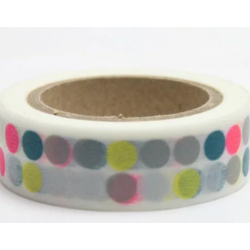 Dekorační lepicí páska - WASHI pásky-1ks puntíky neonové