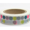 Dekorační lepicí páska - WASHI pásky-1ks puntíky neonové