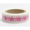 Dekorační lepicí páska - WASHI tape-1ks růžová 5cípá hvězda v bílé