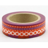 Dekorační lepicí páska - WASHI pásky-1ks bordura červená fialová šicí steh