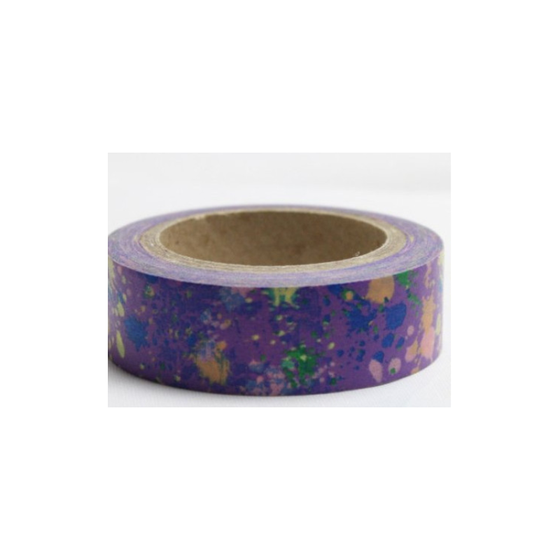 Dekorační lepicí páska - WASHI pásky-1ks rozcákané barvy ve fialové
