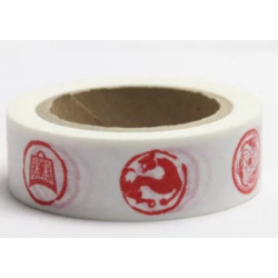 Dekorační lepicí páska - WASHI pásky-1ks čínské znaky červené v bílé