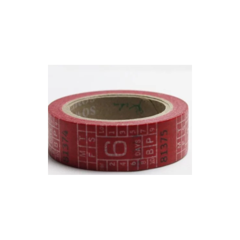 Dekorační lepicí páska - WASHI pásky-1ks metr červený