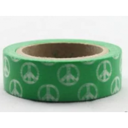 Dekorační lepicí páska - WASHI tape-1ks zelené hippies