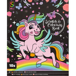 Škrabací + vymalovávací obrázky, 10 listů - unicorn