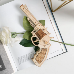 ROBOTIME Rokr 3D dřevěné puzzle Revolver Corsac M60 102 dílků