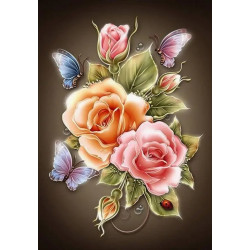 Diamantové malování Růže s motýly D5752