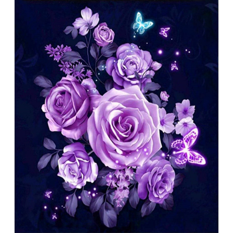 Diamantové malování Růže s motýly D0169
