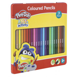 Barevné pastelky v kovovém boxu 24 ks, Play-Doh