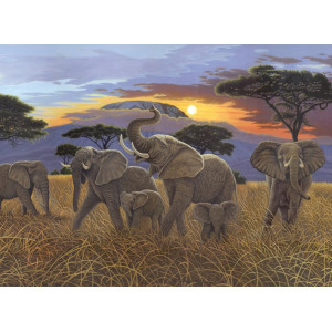 Malování podle čísel 30x40 cm - Západ slunce nad Kilimanžárem