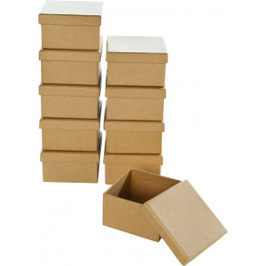Krabičky mini - 7,5 x 7,5 x 4,5 cm, čtverec - natur, 10 ks