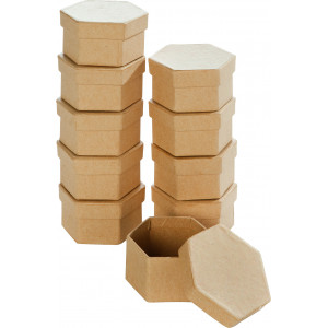 Krabičky mini - 7,5 x 6,5 x 4 cm, šestihranné - natur, 10 ks