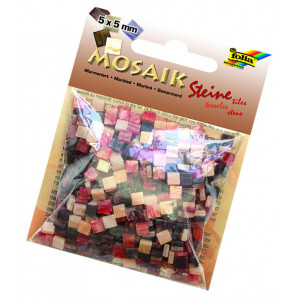 Mozaikové kamínky "Mramor" - 5 x 5 mm, 700 ks, 45 g - červená, 111
