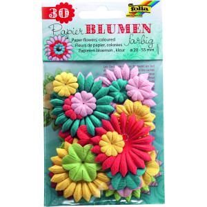 Květiny z papíru - 30 kusů - barevné, 111