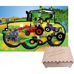 FA LIXEN Dřevěné puzzle Traktor XL 446 dílků v dárkové krabičce