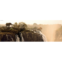 HEYE Panoramatické puzzle Slon (Viktoriiny vodopády, Zambie) 1000 dílků