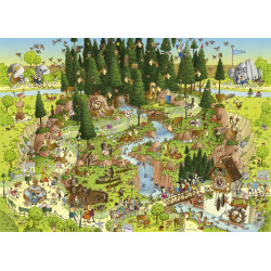 HEYE Puzzle Šílená ZOO: Expozice Černý les 1000 dílků