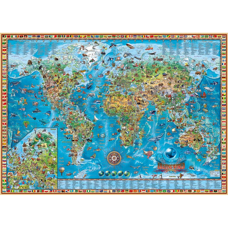 HEYE Puzzle Map Art: Úžasný svět 2000 dílků